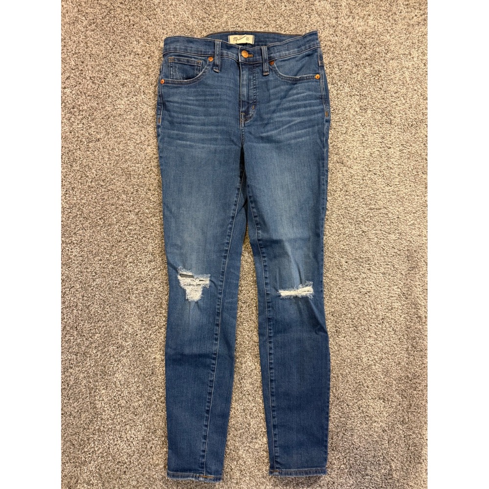 Madewell Jeans Womens 27T Blue 9" High-Rise Skinny Crop Distressed Denim